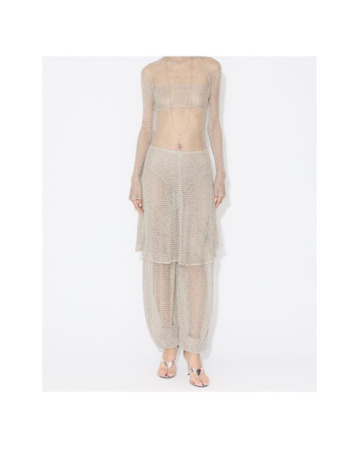 Alaïa Gray Alaïa Mesh Knit Short Dress