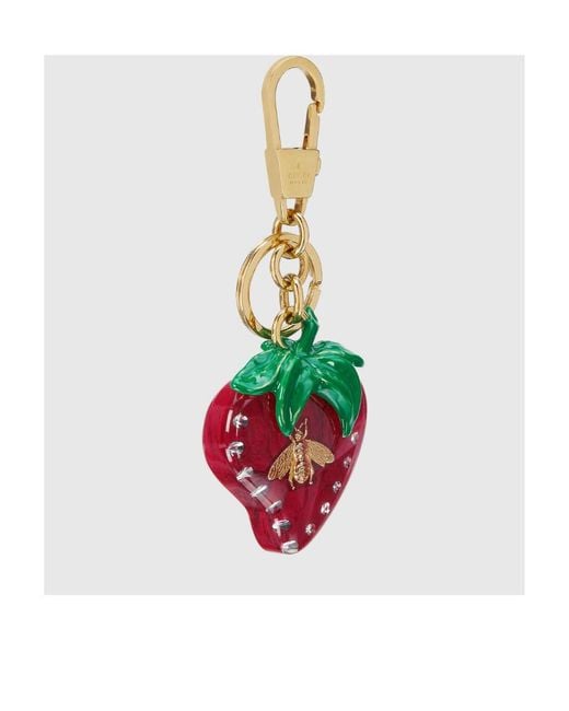 Gucci Red Bee Strawberry-Shaped Keyring