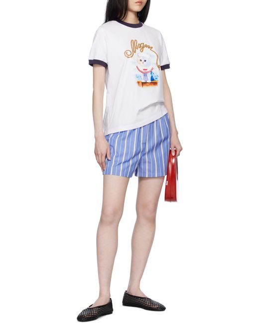 MSGM White Graphic Printed Crewneck T-Shirt