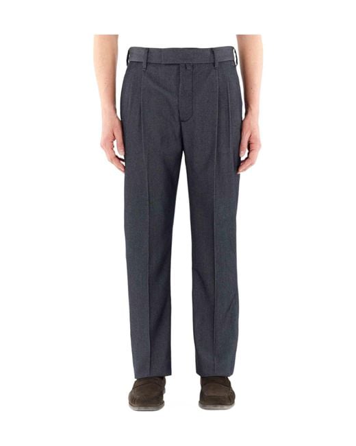 Jacob Cohen Blue Pleated Straight-Leg Trousers for men