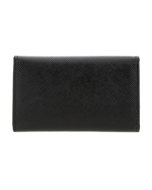 Prada Black Logo Key Ring Case