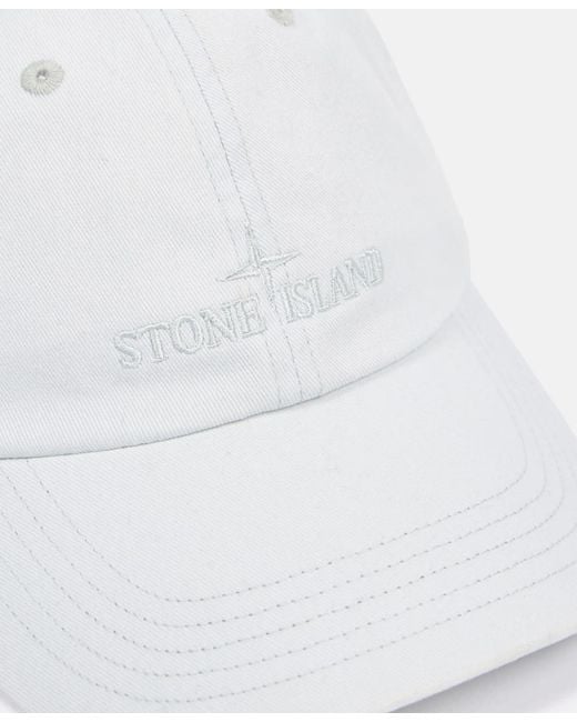 Stone Island White Logo Baseball Cap for men