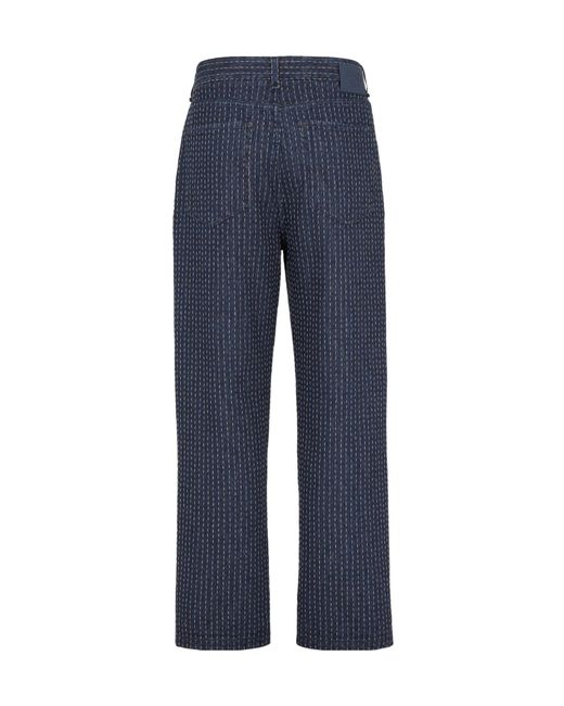 Fendi Blue Straight-Leg Topstitched Long Jeans for men