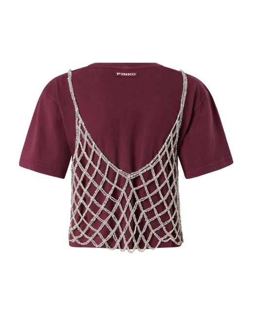 Pinko Red Sequin Embellished Cropped T-Shirt