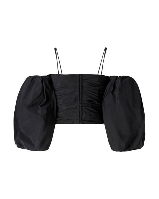 Pinko Black Balloon-Sleeve Draped Top