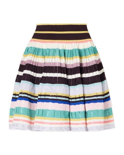 Alaïa Multicolor Alaïa Striped Flared Knitted Skirt