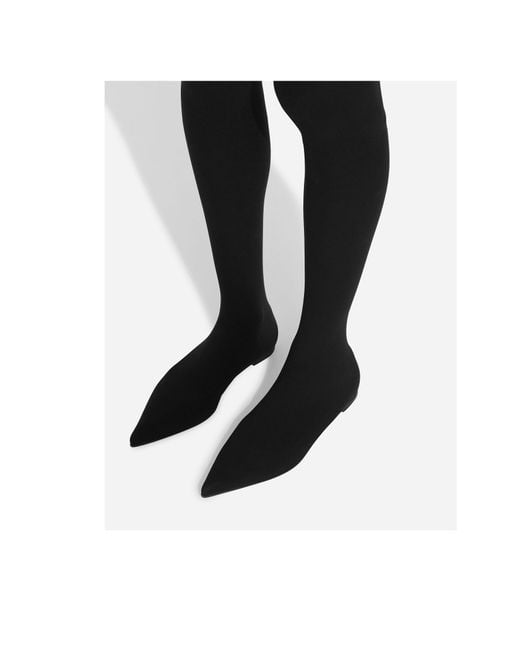 Dolce & Gabbana Black Stretch Jersey Thigh-High Boots