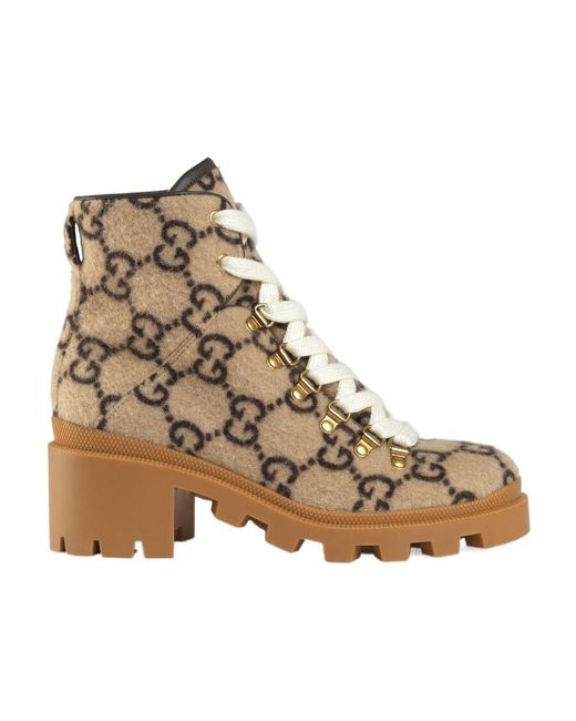 Gucci Brown Gg Wool Ankle Boot