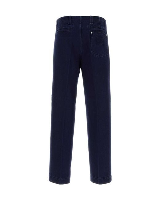 Gucci Blue Embossed Label Washed Denim Pants for men