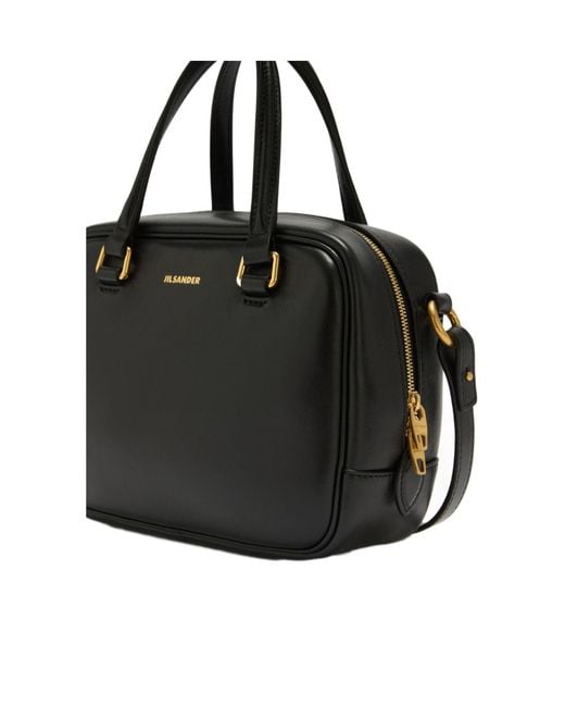Jil Sander Black Structured Zip Shoulder Bag