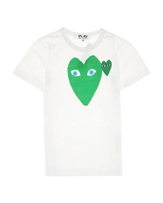 Comme des Garçons Green Heart-Shaped Round Collar T-Shirt