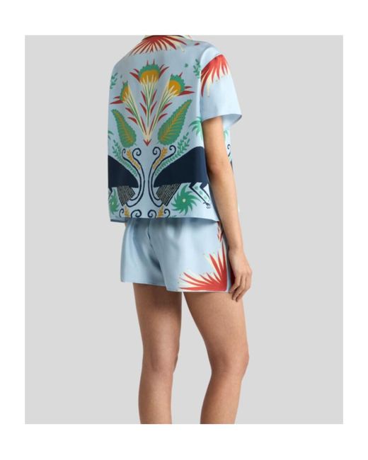 Etro Blue Pattern-Printed Shirt And Shorts Set