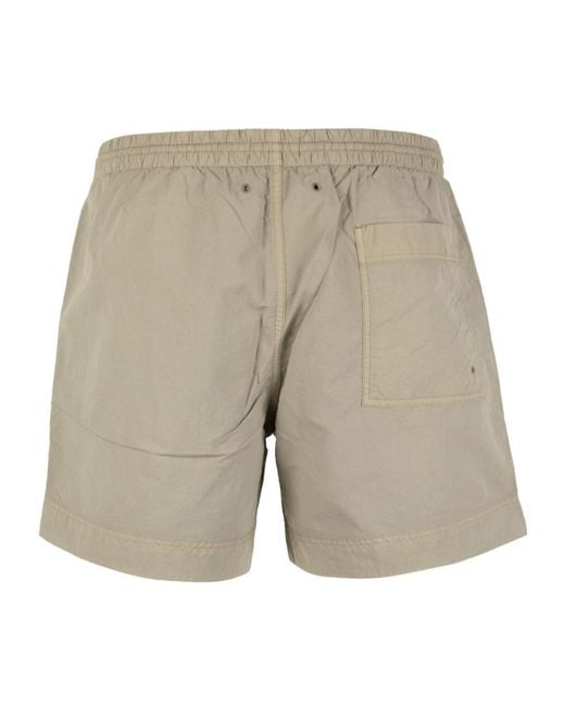 Woolrich Gray Logo Patch Solid Swim Shorts for men