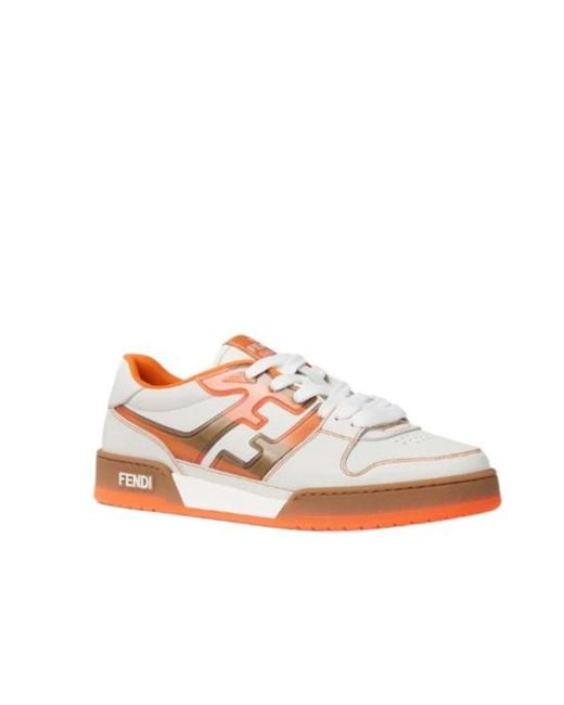 Fendi White Match Lace-Up Sneakers for men