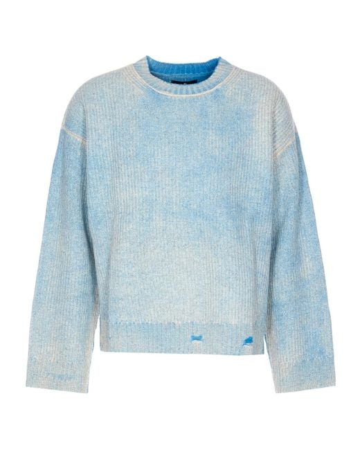 Represent Blue Distressed Crewneck Jumper for men
