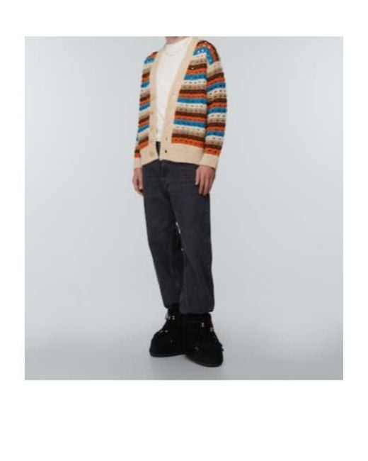 Alanui Orange Dancing Light Crocheted Wool-Blend Cardigan for men
