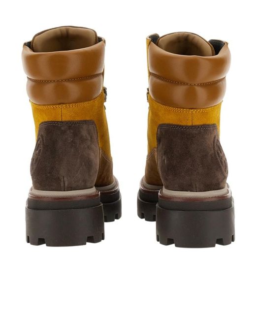 Tory Burch Brown Logo Embossed Lace-Up Boots