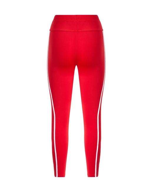 Pinko Red Side-Striped Slim-Fit Leggings