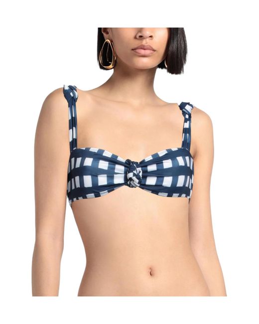 Jacquemus Blue Plaid Bikini Top