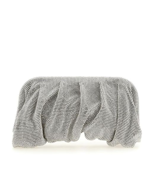 Benedetta Bruzziches Gray Venus La Grande Embellished Ruched Clutch Bag
