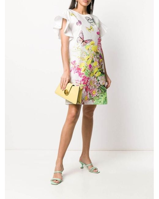 Moschino White Floral Printed Straight-Tube Dress