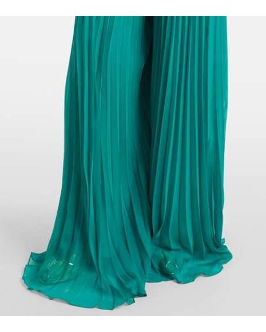 Max Mara Green Grembo Pleated Wide-Leg Pants