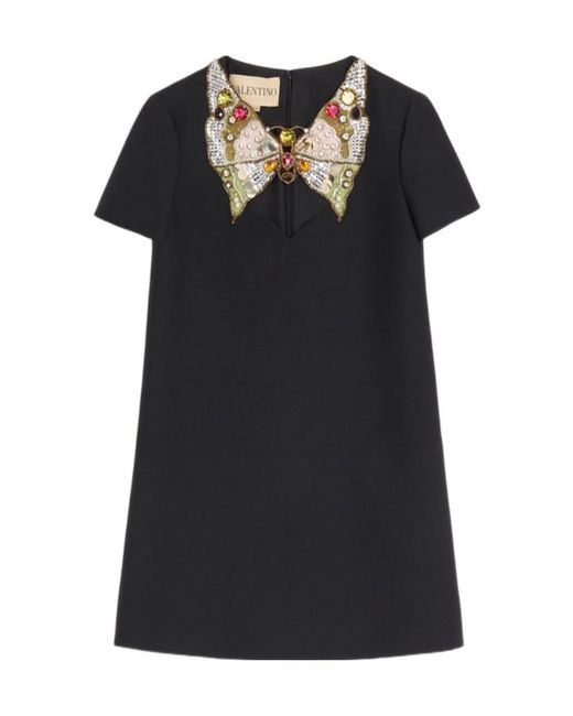 Valentino Black Embellished Bow Dress