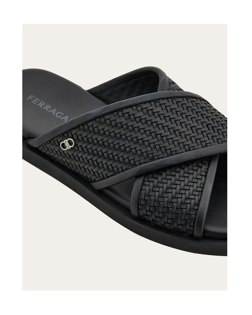 Ferragamo Black Ferragamo Gancini Sandals for men