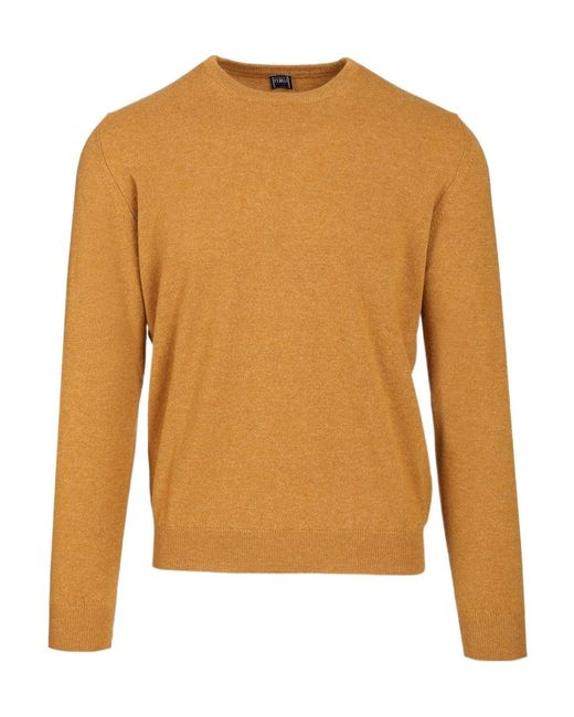 Fedeli Brown Crew-Neck Sweater for men