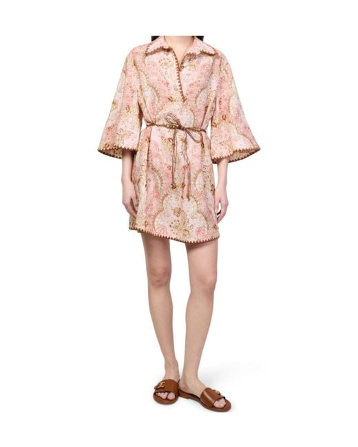 Zimmermann Pink Daylight Mini Tunic Dress