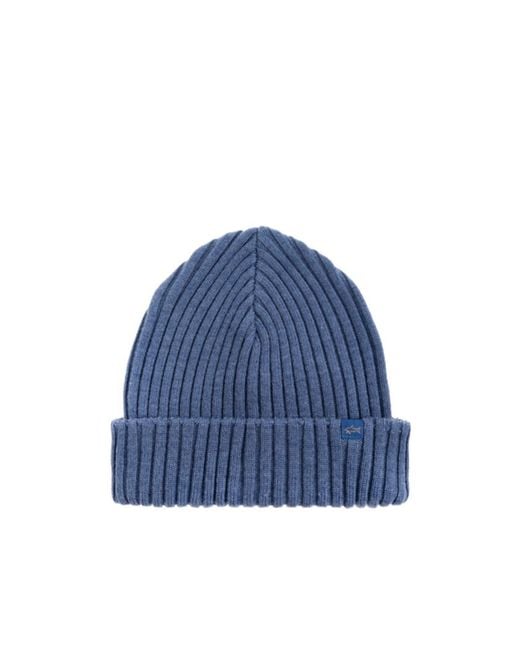Paul & Shark Blue Ribbed Hat for men