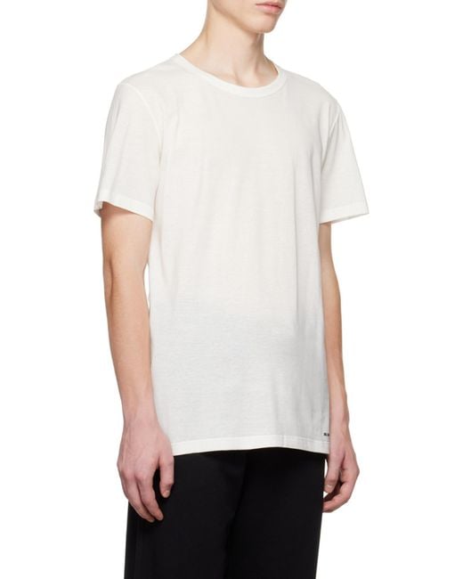 Jil Sander White Logo Printed Crewneck T-Shirt for men