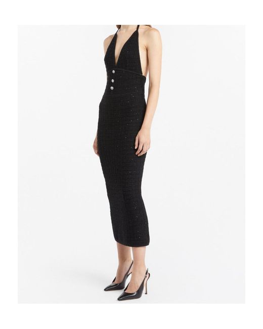 Alessandra Rich Blue Sequin Knit Midi Dress