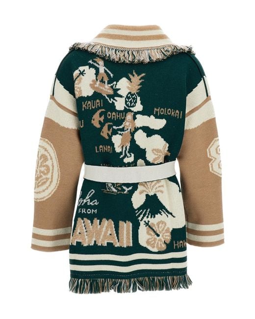 Alanui Green Preppy-Style Patterned Sweater