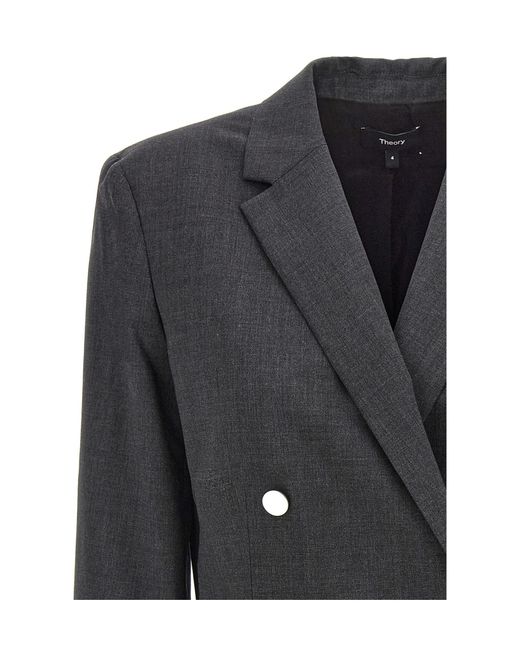 Theory Black Double-Breasted Blazer