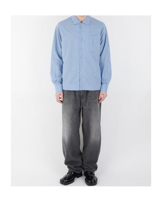 Maison Margiela Blue Long Sleeve Buttoned Shirt for men