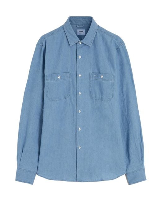Aspesi Blue Regular-Fit Denim Shirt for men