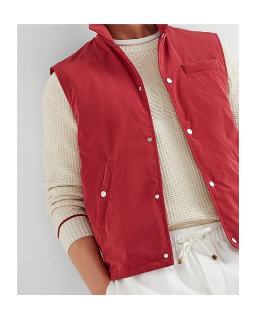 Brunello Cucinelli Red Thermore Button-Up Gilet for men