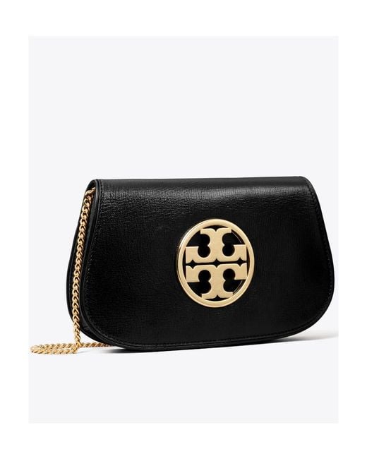 Tory Burch Black Reva Logo Plaque Shoulder Bag