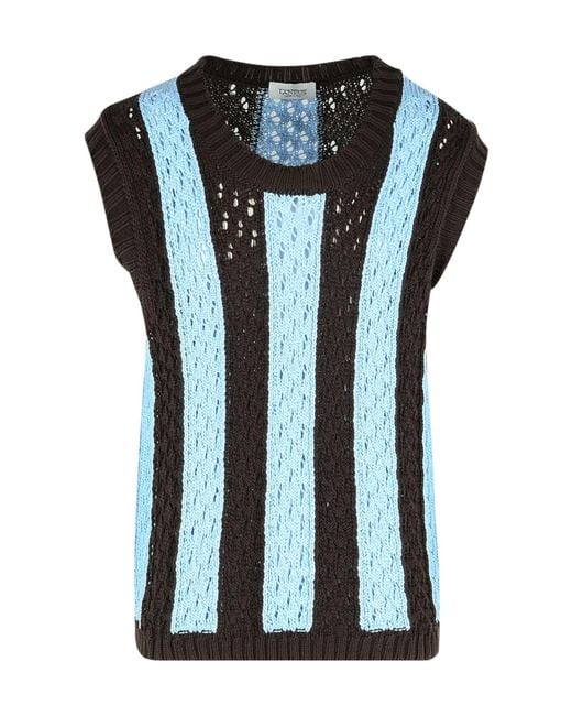 Laneus Black Woven Knit Vest for men