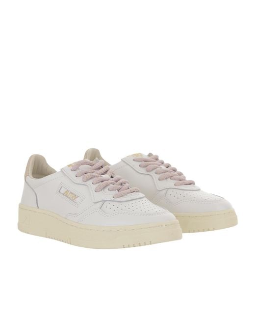 Autry White Medalist Lace-Up Sneakers