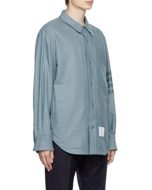 Thom Browne Blue 4-Bar Shirt Jacket for men