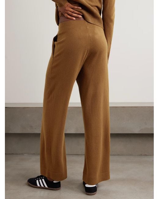 LeKasha Brown Suria Organic Cashmere Wide-Leg Pants