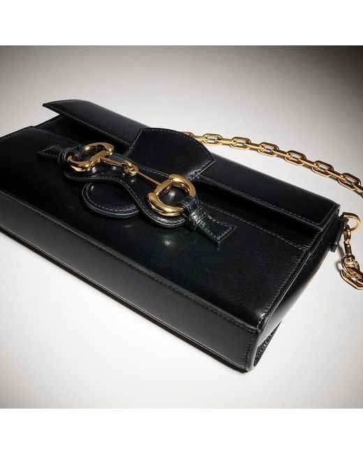 Gucci Black Horsebit Ristretto Medium Shoulder Bag