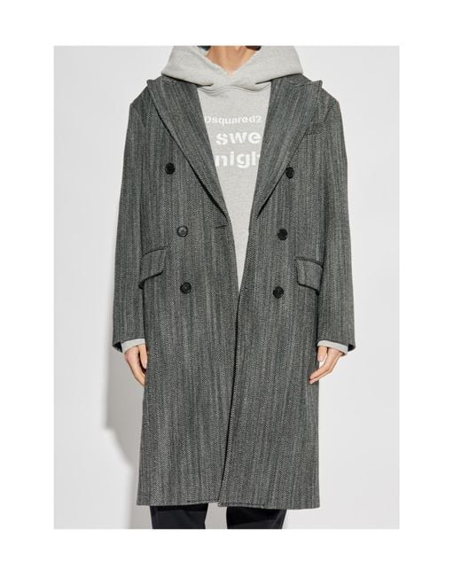 DSquared² Gray Double Breasted Coat for men