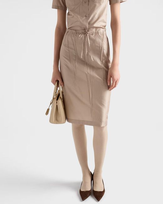 Prada Natural Drawstring Midi Skirt