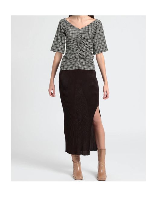 Ganni Gray Plaid Top