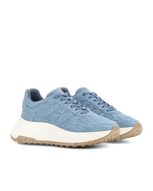 Hogan Blue Logo Embossed Chunky Sneakers