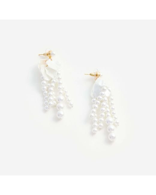 Self-Portrait White Pearl Petal Dangle Earrings