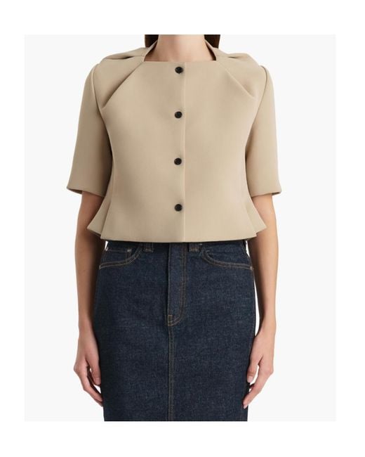 Khaite Natural Franc Pleated Button-Down Jacket